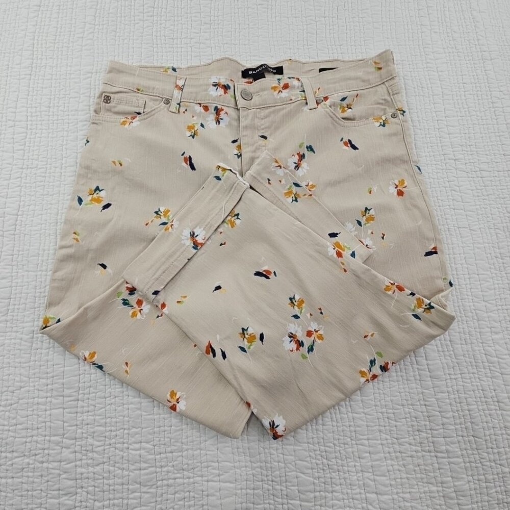 Bandolino Mandie Capri Pants Women's 16 Tan Floral AOP Straight Leg Cuffed EUC - Picture 3 of 16